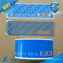 tamper evident tape with perforation line and serial number/security tape